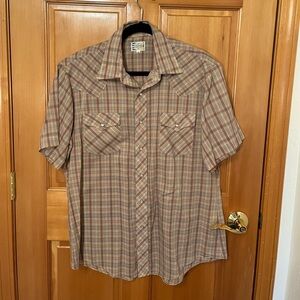 Vintage Western Plaid Short Sleeve Men's Shirt, size large